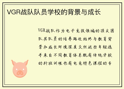 VGR战队队员学校的背景与成长
