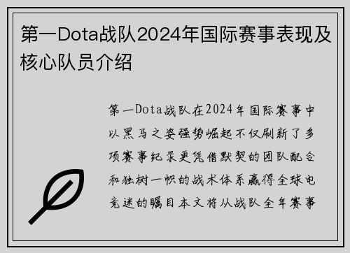 第一Dota战队2024年国际赛事表现及核心队员介绍